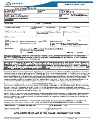 New Jersey Public School Employment Fingerprint Form