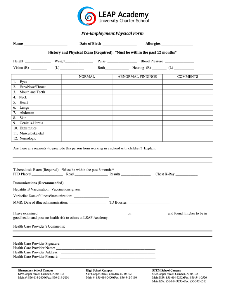 Employment Physical Forms Fill Online, Printable, Fillable, Blank