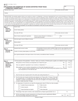 Texas Freeport Exemption Application