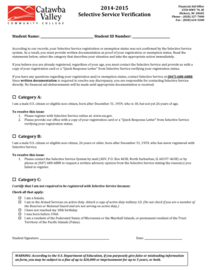 Selective Service Verification Form