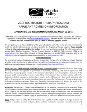 Windom allergy - 2015 RESPIRATORY THERAPY bPROGRAMb APPLICANT bb - cvcc