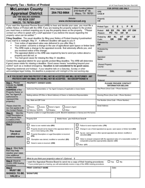 Texas Property Tax Notice of Protest