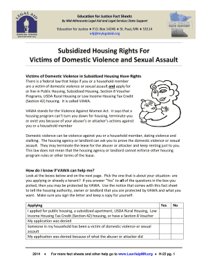 VAWA Notice for Subsidized Housing Rights