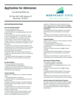 Northeast State Application for Admission