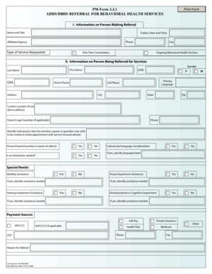 ADHS/DBHS Referral for Behavioral Health Services