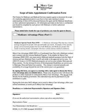 Medicare Advantage Sales Appointment Confirmation Form