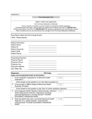 Mercy Care Plan Prior Authorization Form