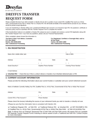 Dreyfus IRA Transfer Request Form