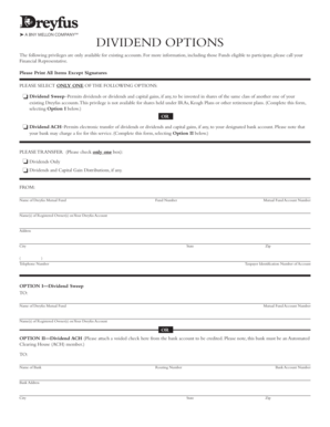 Dreyfus Dividend Options Form