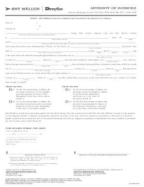 Affidavit of Domicile Form - Dreyfus