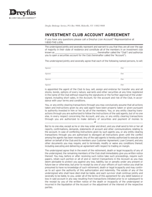 Investment Club Account Agreement