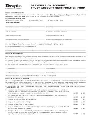 Printable irrevocable trust form - dreyfus lion account