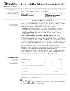 Dreyfus Individual Retirement Account Application