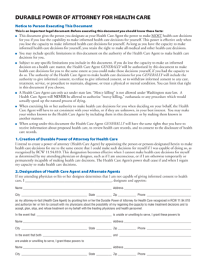 Durable Power of Attorney for Health Care