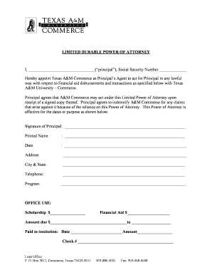 Limited Durable Power of Attorney for Financial Aid