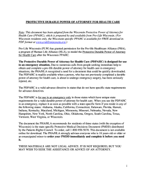 Protective Durable Power of Attorney for Health Care