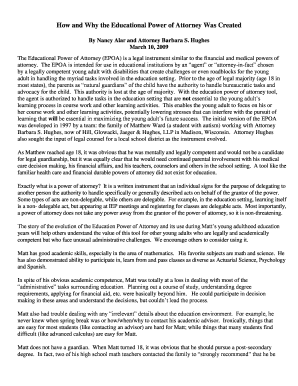 Educational Power of Attorney Form