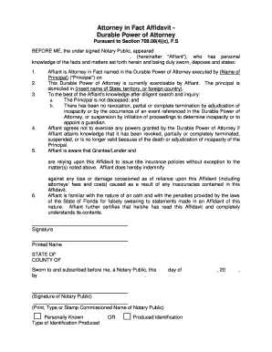 Attorney in Fact Affidavit - Durable Power of Attorney