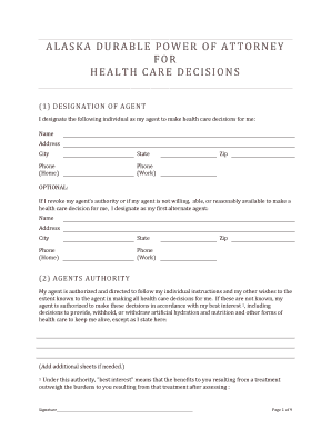Durable Power of Attorney for Healthcare Decisions