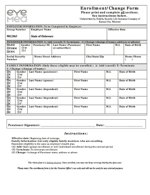 Pensioner Enrollment/Change Form