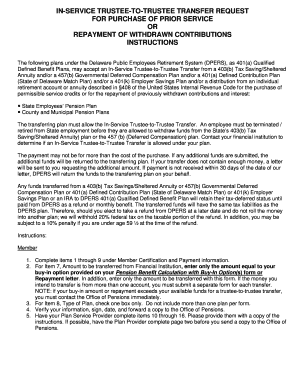 Delaware In-Service Trustee-to-Trustee Transfer Request