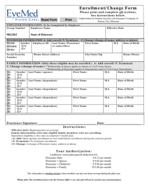 Pensioner Enrollment Change Form