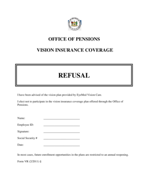 Vision Insurance Coverage Refusal Form