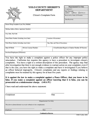 California Citizen's Complaint Form