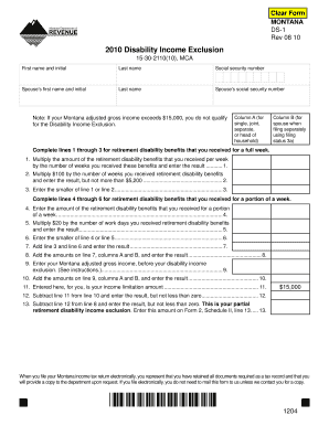 Montana Disability Income Exclusion Form