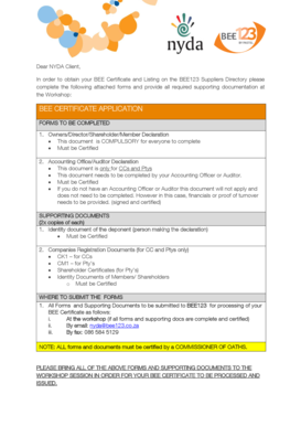 BEE Certificate Application