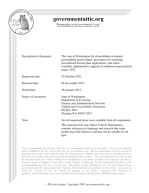 Washington Personalized License Plate Application