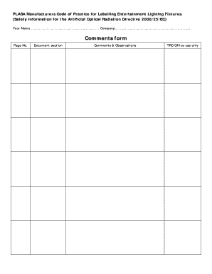 PLASA Manufacturers Code of Practice for Labelling Entertainment Lighting Fixtures