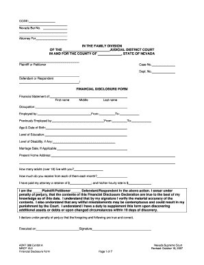 Nevada Financial Disclosure Form