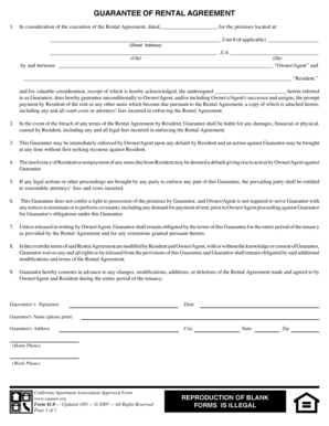 Guarantee of Rental Agreement