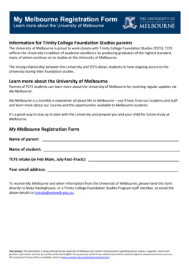 My Melbourne Registration Form