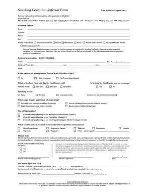 Smoking Cessation Referral Form
