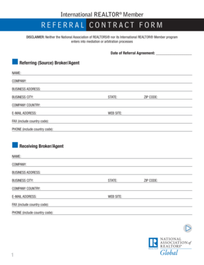 International REALTOR® Member Referral Contract Form