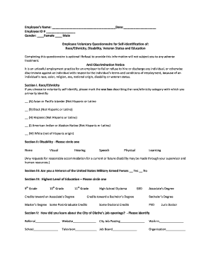 Employee Voluntary Questionnaire