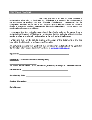 Centrelink Consent Form