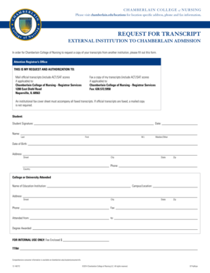 Chamberlain College Nursing Transcript Request Form
