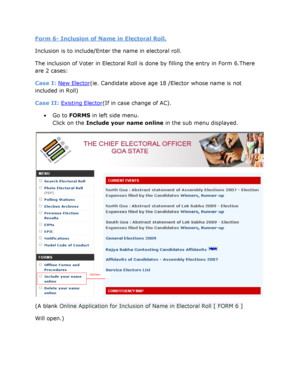 Form 6 - Inclusion of Name in Electoral Roll