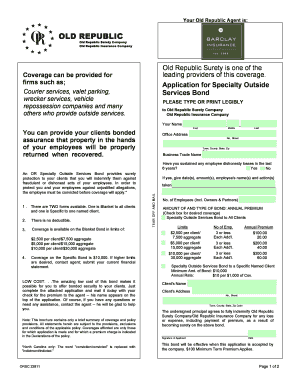 Old Republic Specialty Outside Services Bond Application