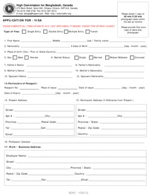 Bangladesh Visa Application Form