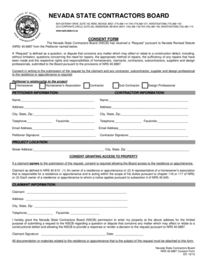 Nevada State Contractors Board Consent Form