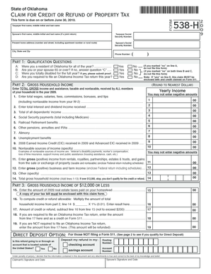 Oklahoma Property Tax Credit or Refund Claim
