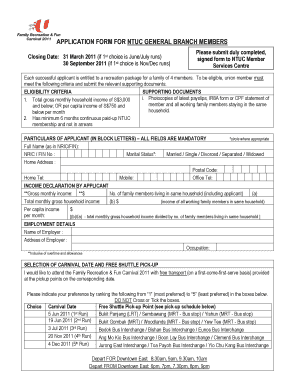 NTUC General Branch Member Application Form