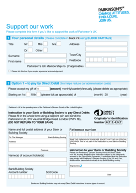 Parkinson's UK Donation Form