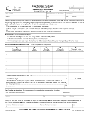 Oregon Crop Donation Tax Credit Form