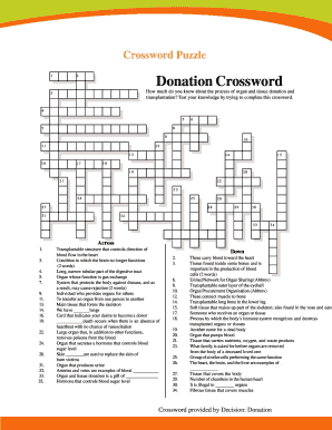 Donation Crossword Puzzle