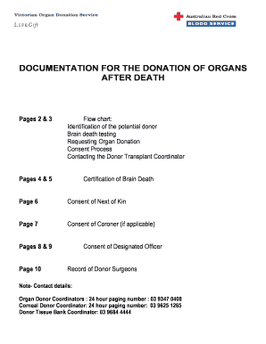 Fillable Online DOCUMENTATION FOR THE DONATION OF ORGANS Fax Email ...